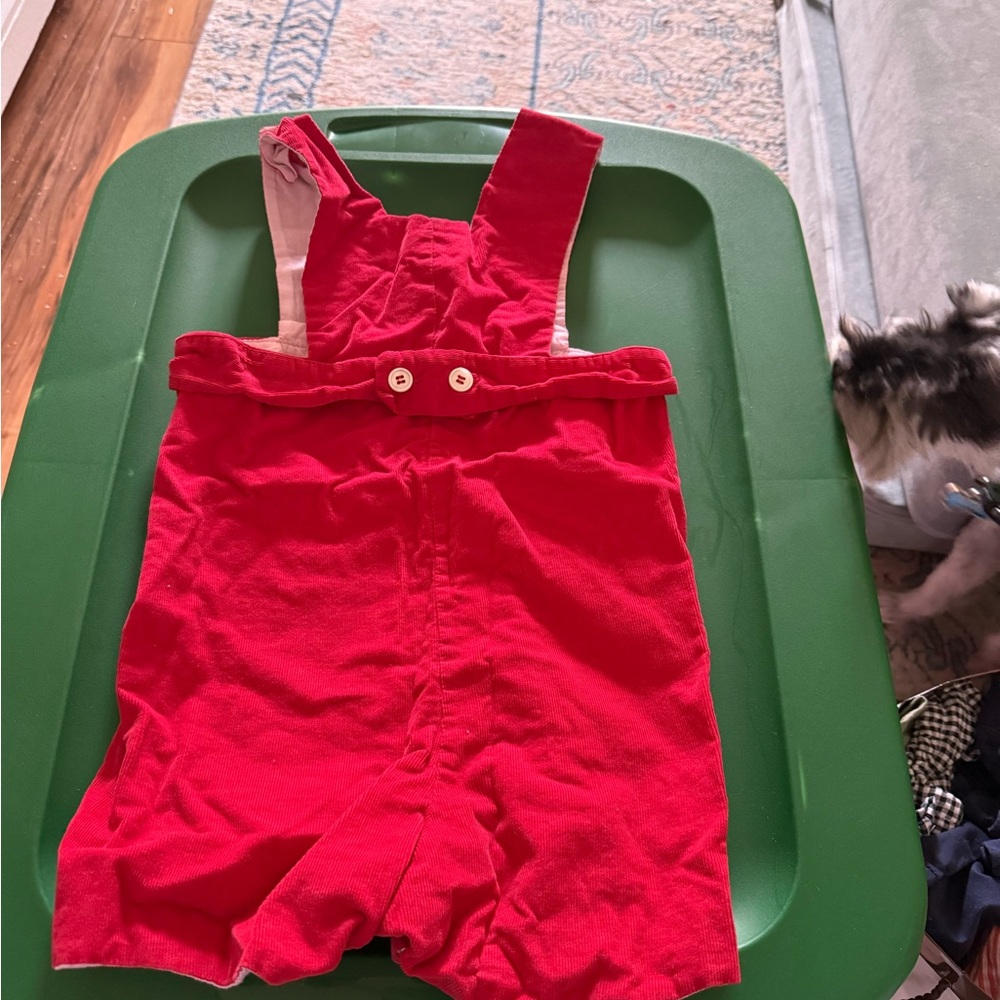 Vibrant Red and White Overalls for Playful Days